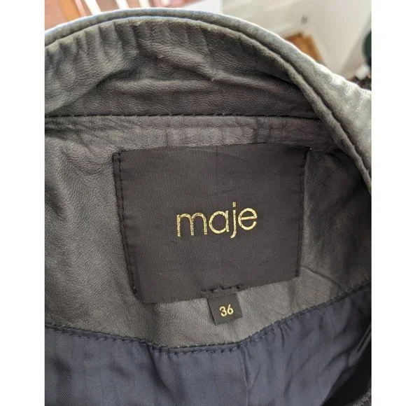 MAJE 'Knight' Leather Jacket size 36 - Picture 4 of 6